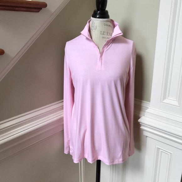 Peter Millar 1/4 Zip Pullover Shirt Top Womens Large Pink Long Sleeve Stretch - Picture 1 of 10